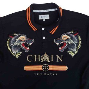 RS1NE Polo Short Black Men's Size Slim Medium